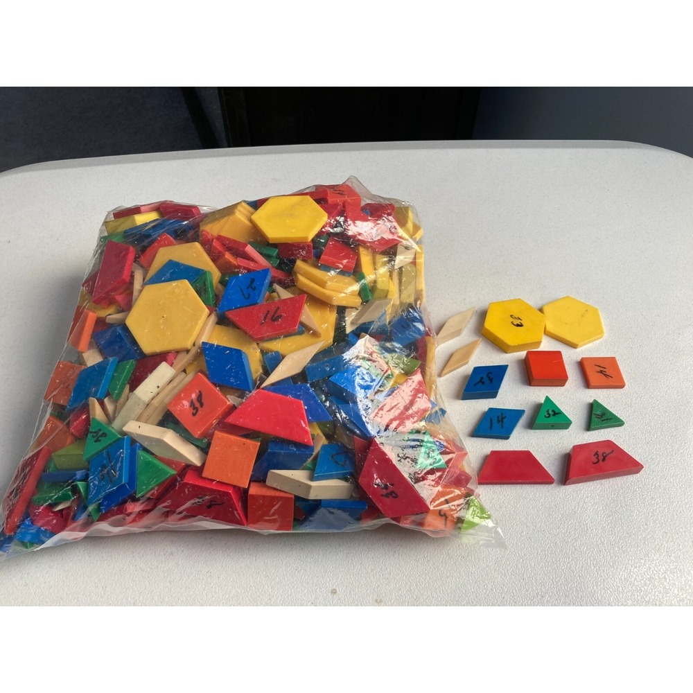 Geometric Shapes Educational Wood Pattern Blocks lot of 5lb's 400+ Pieces!!!